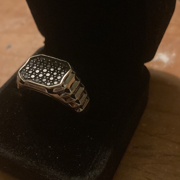 Black sapphire mens ring by EFFY set in sterling silver sz 10 - Picture 3 of 5